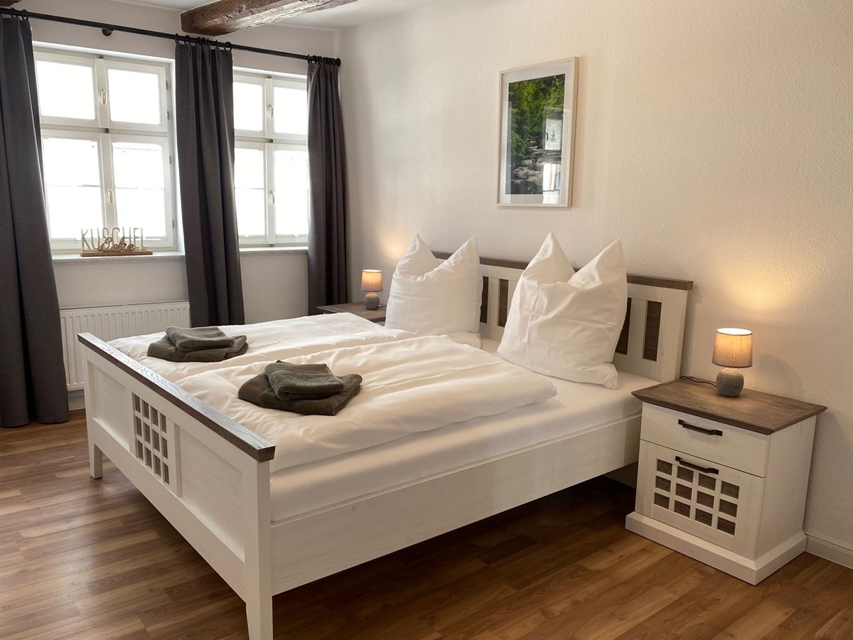 Schlafzimmer in der Ferienwohnung 'Zum Mathildenbrunnen'